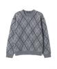 ADHOC Men'S Round Neck Argyle Oversized Knit (M-Grey) (Hbalk05)