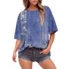 Floral Printed Womens Casual T Shirt Loose Short Sleeve Round Neck Fashion Top