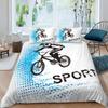 Bicycle Duvet Cover Set Microfiber Mountain Bike Comforter Cover Sport Game Tie Dye Pattern King Size 2/3pcs Twin Bedding Set