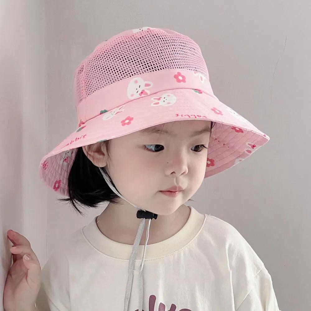 Mesh Baby Bucket Cap Summer Fisherman Caps Korean Boys Girls Sunhat  3-8y