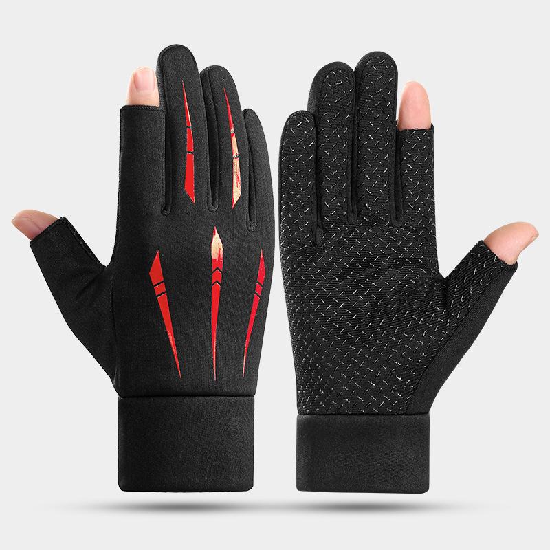 Autumn Winter Men's Full-finger Gloves Plus Velvet Warm Waterproof Outdoor Fitness Mountaineering Cycling Gloves Touch Screen Gloves.