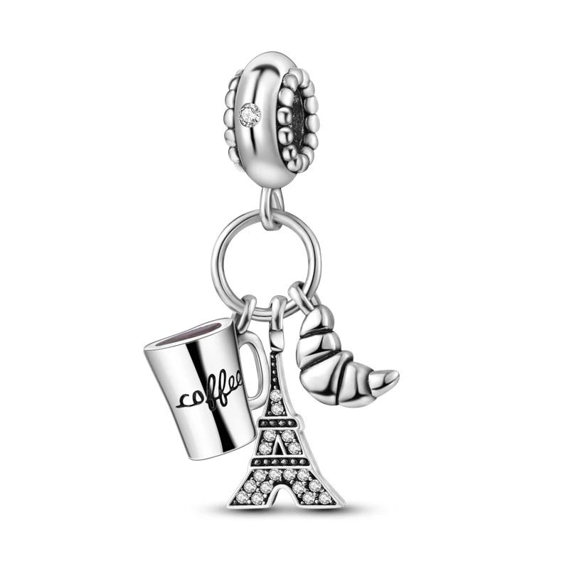 Copper Metal Eiffel Tower Pendant Bead Component Lighthouse Plane Pendant Bead Component Charm Bead Components Compatible With Authentic Original