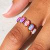 Oval Pink Opal Ring – Multi Fire Opal Engagement Ring, Gold Plated Dainty Jewelry, Promise Anniversary Gift for Women