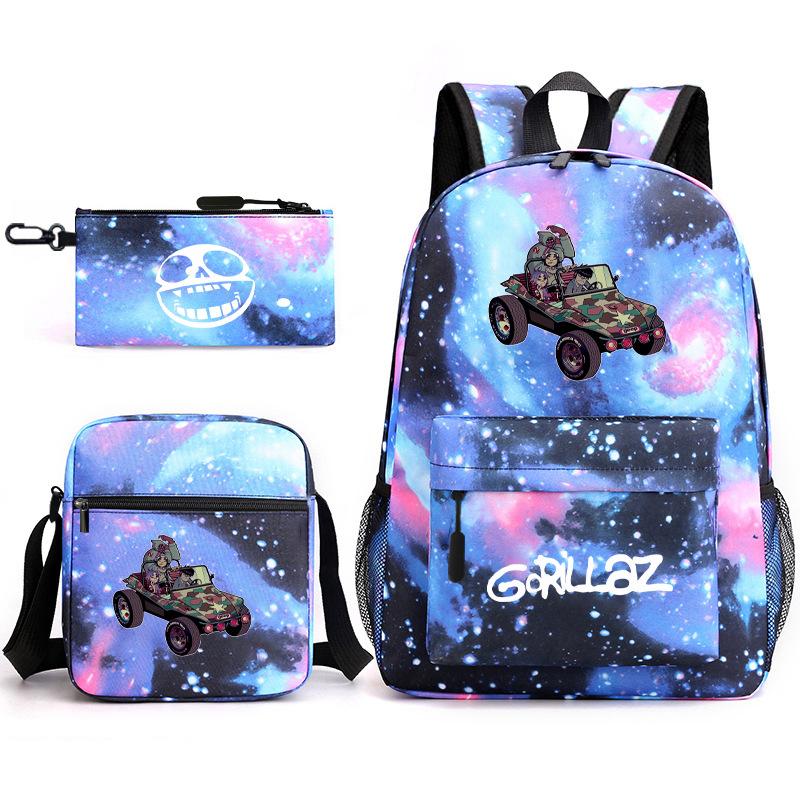 British virtual band trend heat transfer, primary and secondary school students schoolbag Gorillaz children's starry sky three-piece set, teenagers