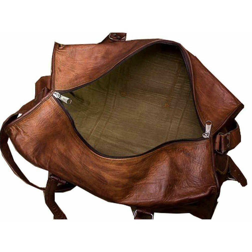 Sac de voyage homme 20 NEUF en cuir vintage bagage à main nuit marron