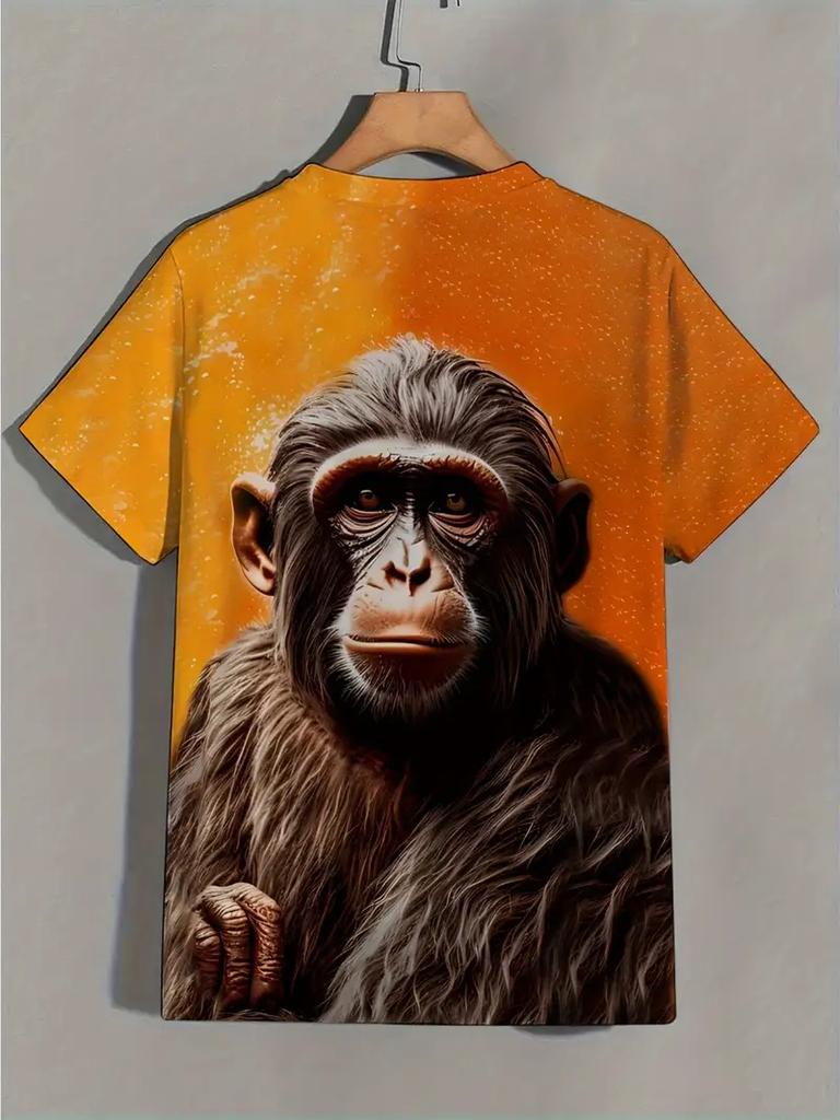 Cartcartoon Monkey Graphic 3D Printed Funny Men's T-Shirts T-Shirt Casual Short Sleeve Top O-Neck Clothing Oversize Men Tops