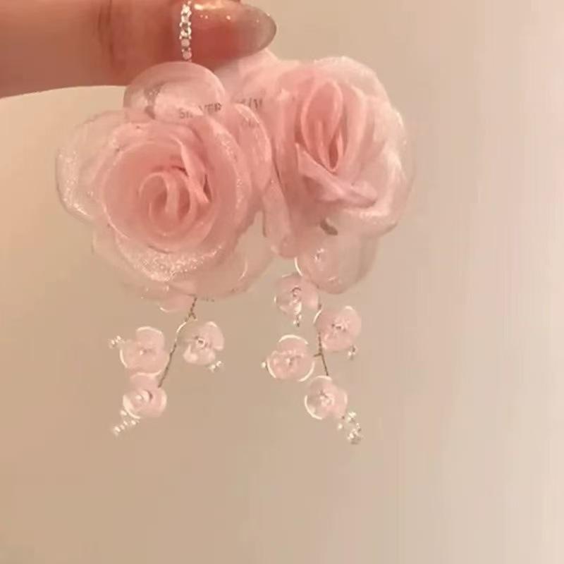 Steel Needle Flower Star Pendant Earrings Sweet Niche Temperament Earrings Exquisite Versatile Fashion High-end Earrings