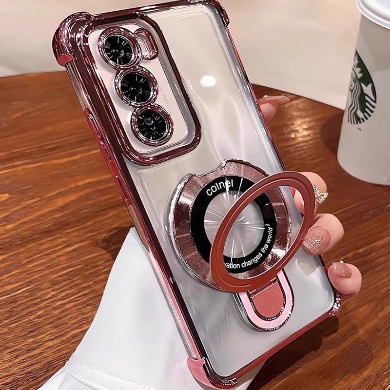 Shockproof Magnetic Magsafe Bracket Phone Case For iPhone 17 Air 16 15 14 13 12 11 Pro Max 16 Plus 16E Transparent Stand Cover