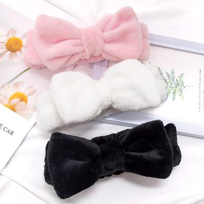 Weiche Schleifen-Stirnbänder SPA Yoga Große Einfarbige Korallenfleece Elastische Haarbänder Frauen Gesicht Waschen Niedliches Make-up Haarband Zubehör