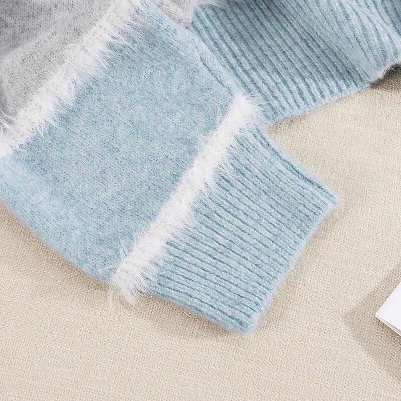 Dámský plyšový patchworkový svetr volného úpletu Ta Chi