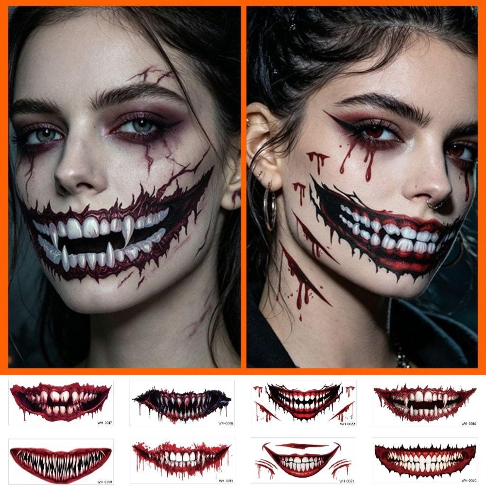 Fake Halloween Tattoo Sticker Scary Bloodiness Temporary Scar Stickers Haunted House