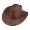 Fashionable Outdoor Cap Western Cowboy Hat with Windbreak Rope for Men, Wide Brim Linen Sun UV Protection Travel, Halloween Cosplay Costume,