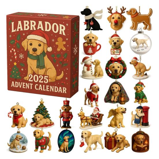 2025 Dog Advent Calendar 24 Days Cute Dog Ornaments Labrador German Shepherd Christmas Countdown Calendar Collectible Holiday Gift for Dog Lovers