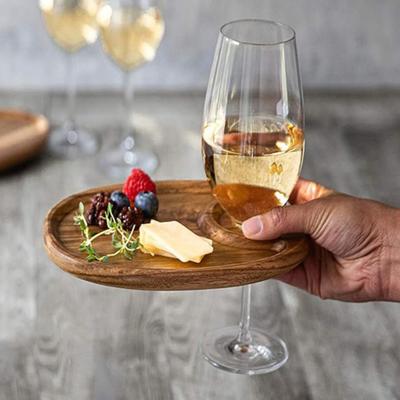 Bandeja de Servir para Copas de Vino Plato Ovalado para Fiestas Comidas Madera Rústica Elegante Tabla de Servir Charcutería para Queso Fruta Filete