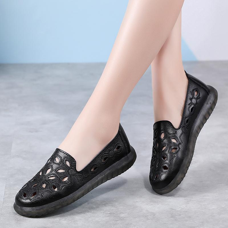 Summer Women Moccasins Leather Shoes Driving Comfort Flats Casual Nurse Penny Loafers Walking Minimalist Maternity Shoes for Girl