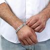 Vnox Byzantine Chain Bracelet for Men Dad, Stainless Steel Hollow Cross 8mm Width Lobster Clasp Wristband Religious Jewelry Gift