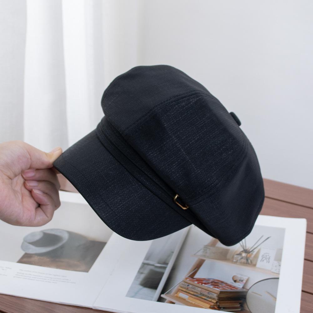 British Style Metal Buckle PU Octagonal Hat Children's Retro Trend Beret Showing Face Small Fashion Versatile Newsboy Hat