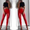 Pantalones largos elásticos de cuero sintético para mujer otoño invierno, cintura alta, pitillo