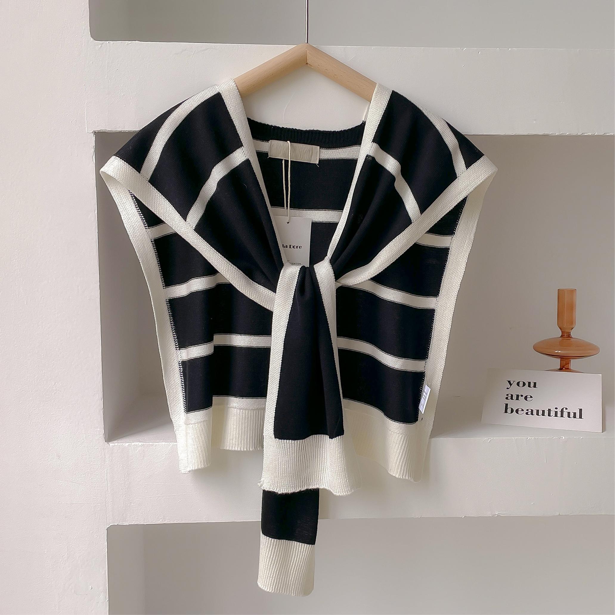 Koreanischer Strickschal Sommer Klimaanlage Falscher Kragen Hals Strick Dünner Geknoteter Umhang Schulterschal für Damen Mode gray