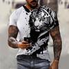 Men's T-shirt with Animal Tiger Pattern 3D Printed Top Summer Lion Women's Street Fashion T-shirt