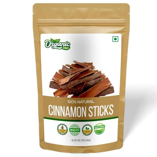

Organic Zing Cinnamon bark - Ceylon Cinnamon Sticks for Baking, Cooking & Smoothies| Product of India - 115 grams resealable pack