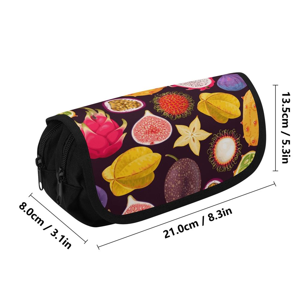 Pencil Bag 300D Polyester Double Zipper Multi Compartment with Dual Compartments for Pens Ruler Eraser Scissors for School Study