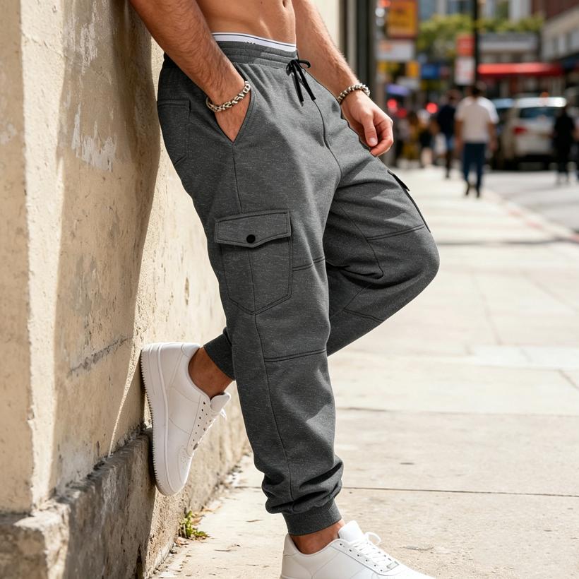 Men's Joggers Pants Loose Drawstring Long Pants Men Multi-pocket Sweatpants Casual Cargo Trousers for Men Fitness