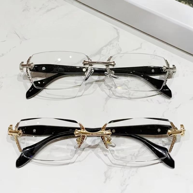 Anti Blue Light Diamond Cutting Men Women Frameless Reading Eyewear Metal High-definition Presbyopia Glasses