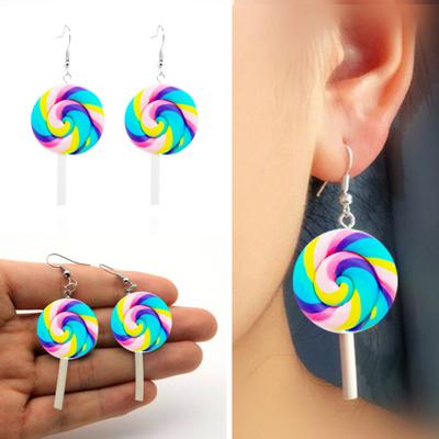 Rainbow Lollipop Candy Dangle Hook Earrings Women Jewelry Gift Party