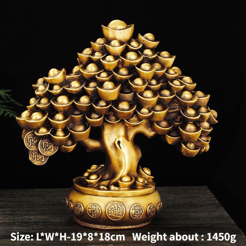 Wealth Tree Chinese Pure Copper Bring Lucky Money Tree Ornaments Pot Tree Living Room Office Desktop Decoration