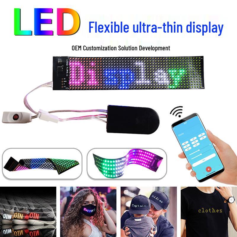 Ultra-Thin Flexible LED Screen: 12x48 Pixel Bluetooth Text Display for Shoes & Bags