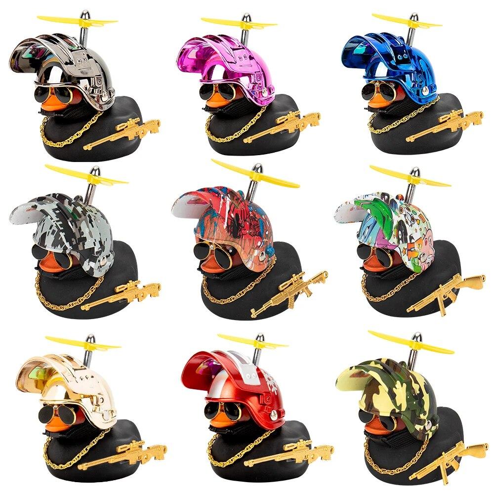 Duck In the Car Interior Decoration Yellow Duck with Helmet for Bike Motor Without Lights Duck In The Car Car Accessories