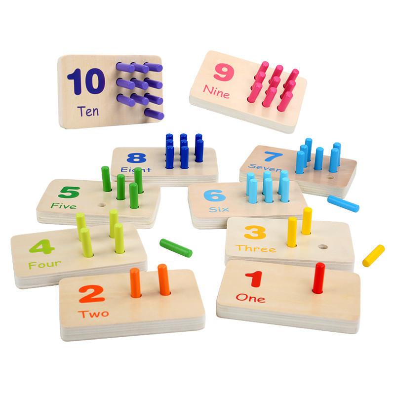 Math Wooden Insert Stick Puzzle With Color Matching Toy For Educational Kids
