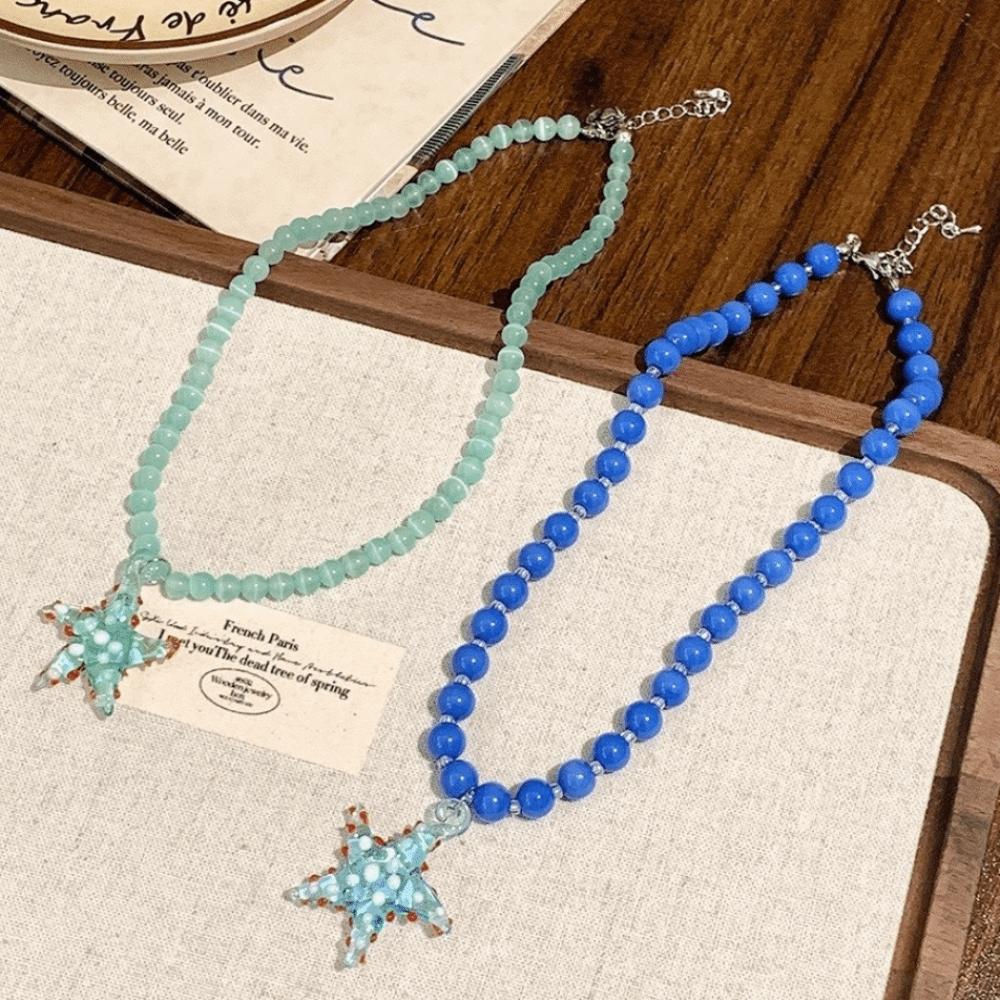 Acrylic Starfish Dots Necklace Bohemian Dopamine Starfish Beads Choker Photography Props Street Jewelry Summer Clavicle Chain