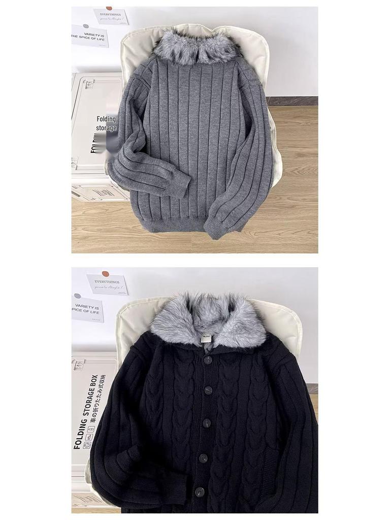 Thorn & Vine Stand Collar Plus Velvet Men's Heavyweight Winter Cardigan