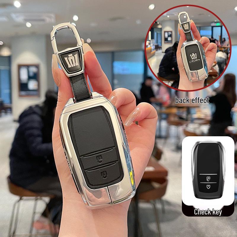 Premium Metal & Leather Key Case for 14th Gen Toyota Crown