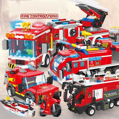 Stadsbrandweer Speedboot Reddingsvliegtuig Model Bouwstenen Met Minifiguren Educatief DIY Speelgoed voor Kinderen Verjaardagscadeaus