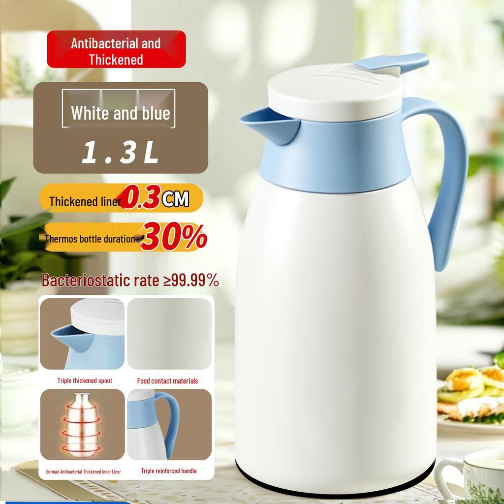 Large Capacity Insulated Glass Liner Thermos: Home, Dorm, Office Hot Water and Tea Pot