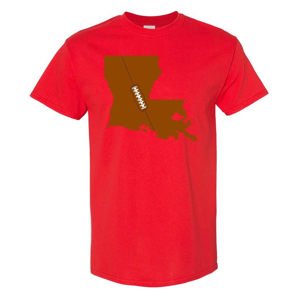Louisiana Football State Shape - Hometown Pride T Shirt - Red
