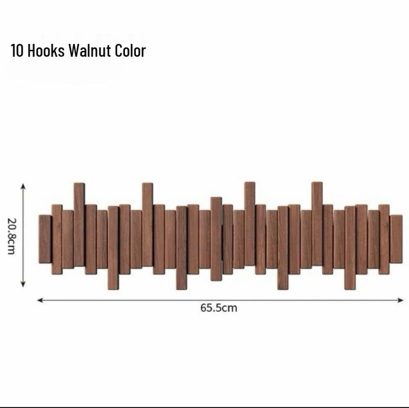 Piano Key Wall-Mounted Solid Wood Coat Rack for Entryway & Bedroom