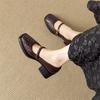 Fashion New Spring/autumn Genuine Leather Women Shoes Square Toe Mary Jane Shoes for Women Fashion Retro Chunky High Heels Women Pumps