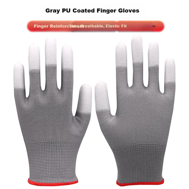 PU Coated Nylon Gloves, Protective Work Wear, Abrasion-Resistant, for Handling And Packaging, Thin Rubber Gloves, Sun-Protective, Gray/12 Pairs/S
