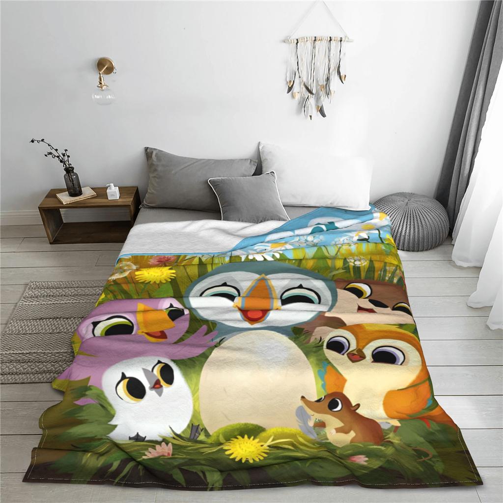 Puffin Rock und die neuen Freunde Zeichentrick Anime Decke Mehrere Größen Warm Gemütlich Flauschig Überwurfdecken für Sofa Couch und Bett