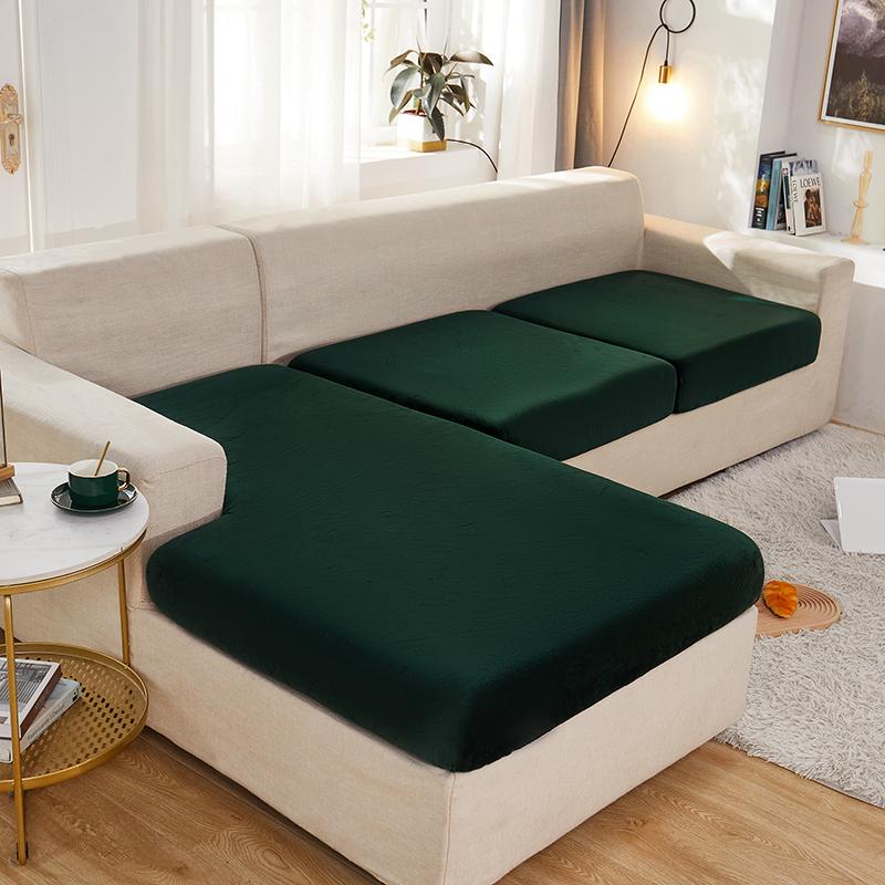 Thick Velvet Sofa Cover Solid Color Sofa Cushion Cover Elastic Slipcover All-inclusive Couch Cover Dining Room