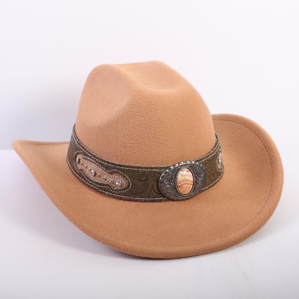 Popular European and American Fashion OL Style One-word Cowboy Hat Men's and Women's High-end Top Hat Jazz Hat Felt Hat
