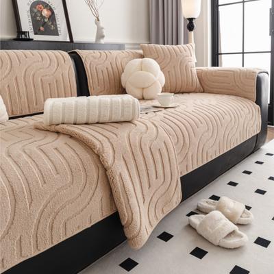 New Autumn & Winter Fleece Sofa Cushions Thickened Winter Sofa Pads Non-Slip Straight Sofa Cover Protector Sofa Cushion