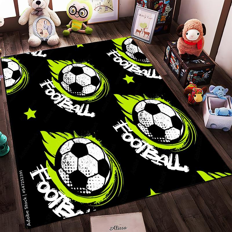"Soccer Ball Green Graffiti Style Carpet for Living Room Decor" Suitable for use as an anti-slip for living room bedroom sofas
