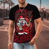 Funny Christmas Pattern T-Shirt For Men Santa Claus Music 3D Print Tees Summer Casual Short Sleeve Loose T Shirts Round Neck Top
