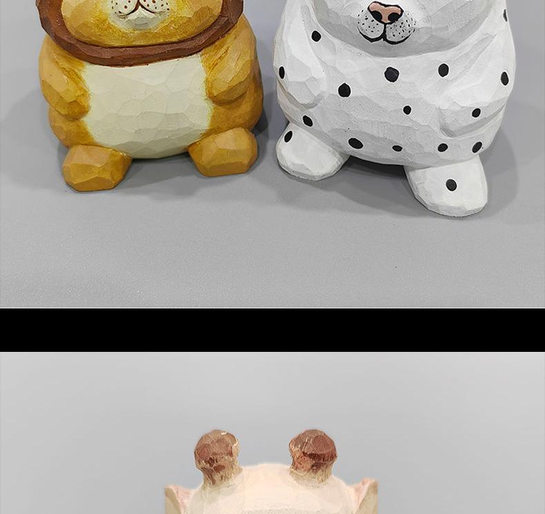 Handmade Solid Wood Carving Ornaments: Lion, Giraffe, Snow Leopard - Desktop Decoration