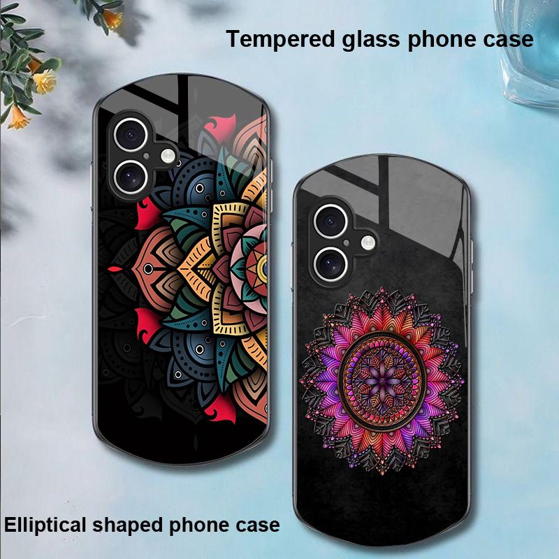 Luminous Black Lotus For Apple IPhone 16 11 13 15 14 Pro Max 12 Mini 7 8 Plus XR XS Elliptical Shaped Tempered Glass Phone Case